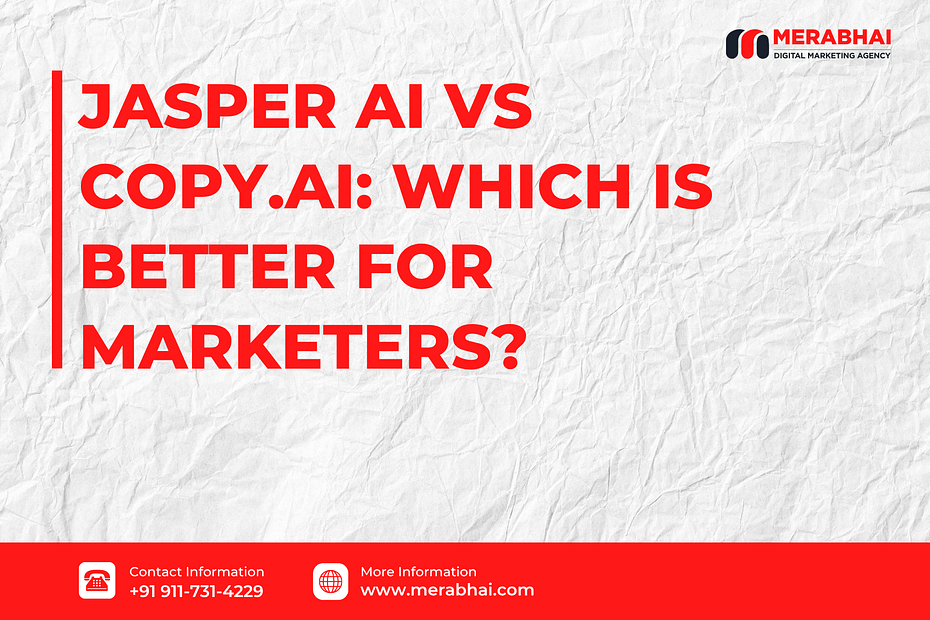 A visual comparison of Jasper AI and Copy.ai, two popular AI writing tools, with their logos and key features highlighted.